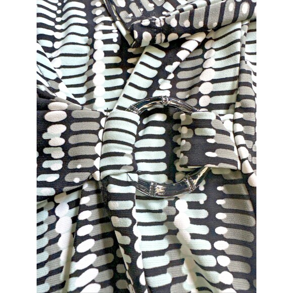 Kasper Women's 3/4-sleeves Printed Wrap-Style Dress Black Sea Glass Multi L - Picture 7 of 9